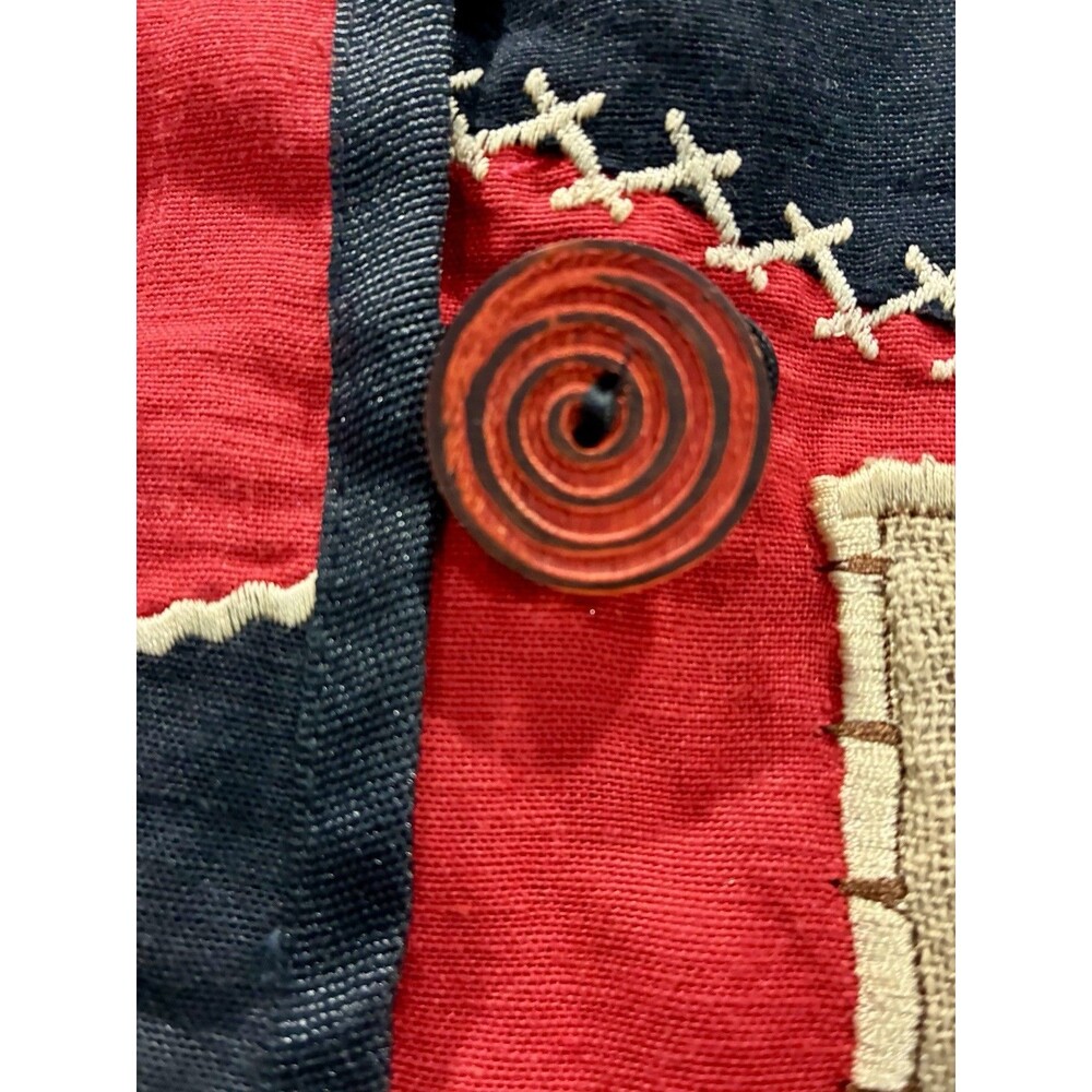 Vintage Indigo Moon Art to Wear Animal Patchwork Embroidered Jacket M Red Black - Picture 4 of 11